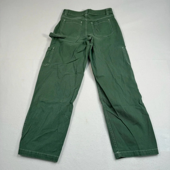 Garage Wide Leg Cargo Jeans Womens Size 1 Green Denim High Rise Pockets - Picture 4 of 12